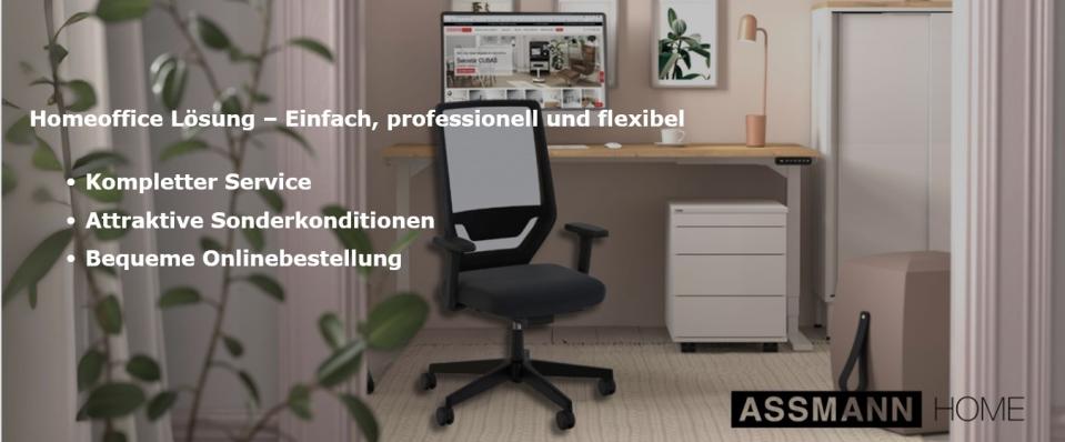 Homeoffice Lösungen für Unternehmen – Ergonomische Büromöbel mit ASSMANN HOME & rocon s+b