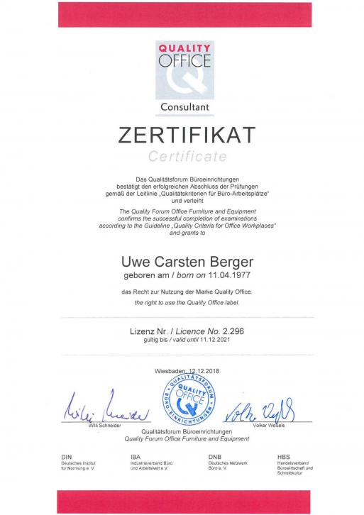 Quality Office Zertifikat - Uwe Carsten Berger